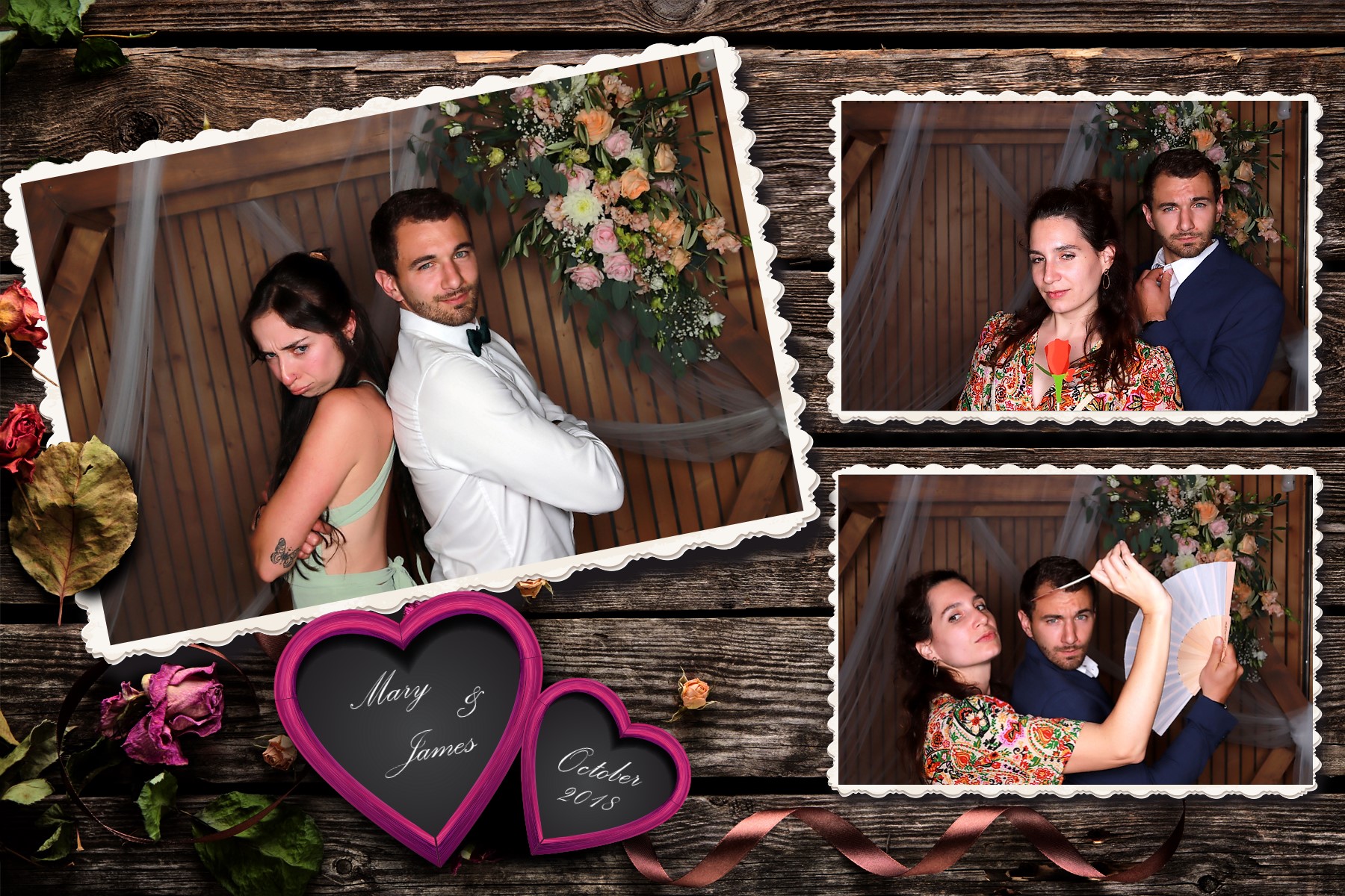 Wedding Wooden 3 Poses Horizontal Template